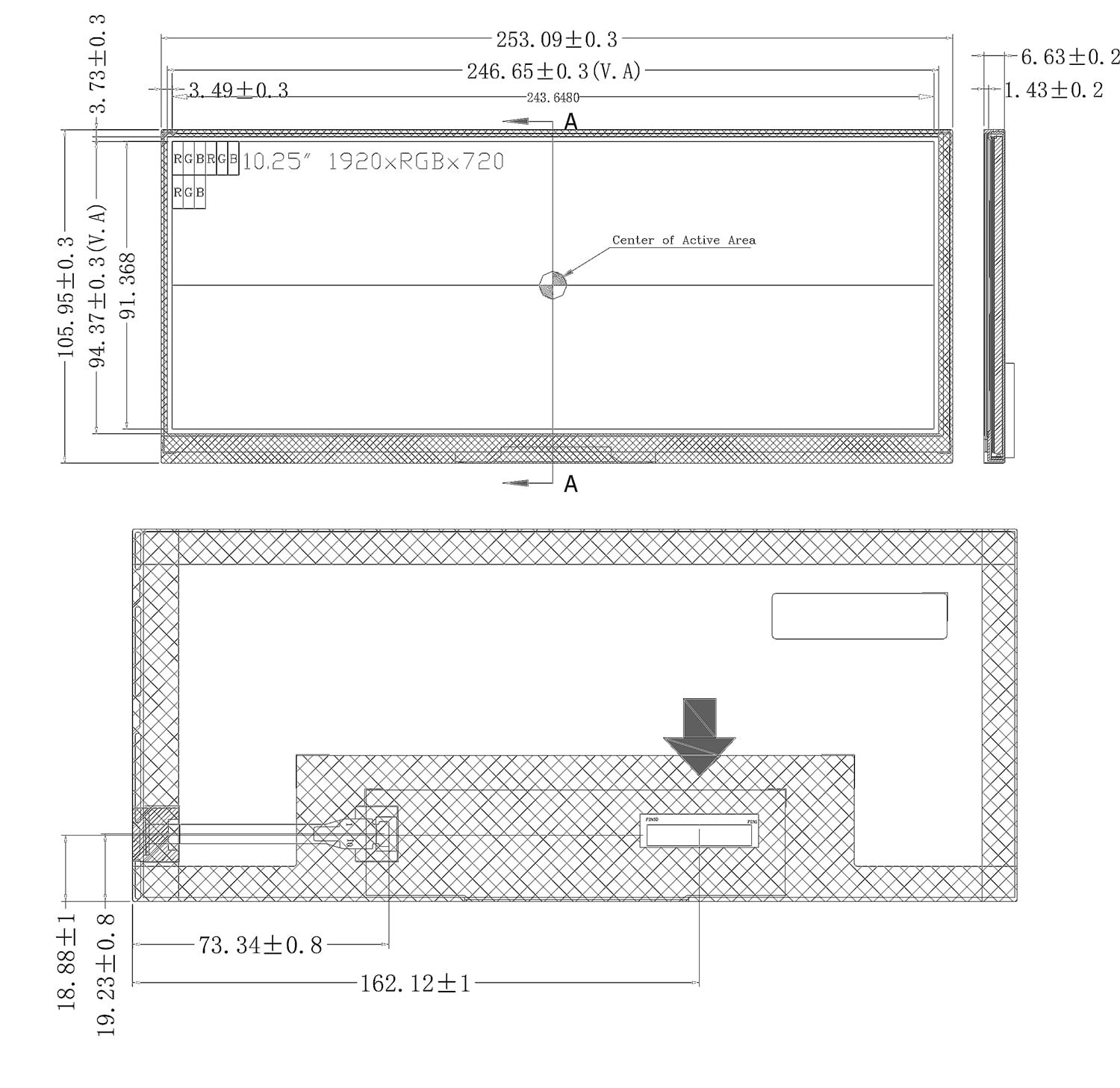 10.25 inch tft lcd display