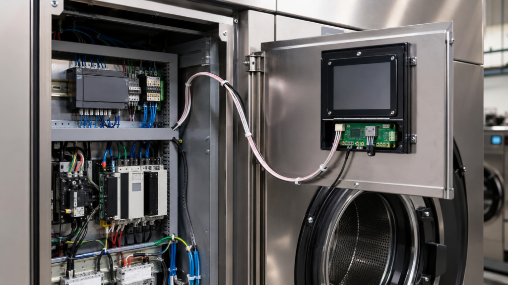 Industrial laundry equipment with an embedded TFT HMI