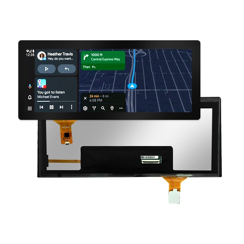 Front and rear views of a 12.3-inch widescreen LCD module Front and rear views of a 12.3-inch widescreen LCD module