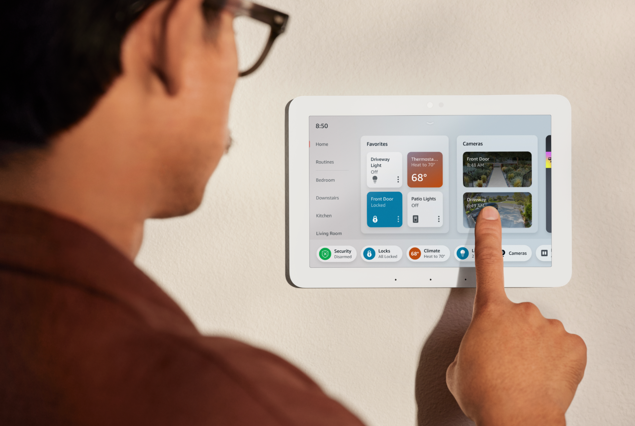 Smart home hub with a wall-mounted touchscreen Smart home hub with a wall-mounted touchscreen