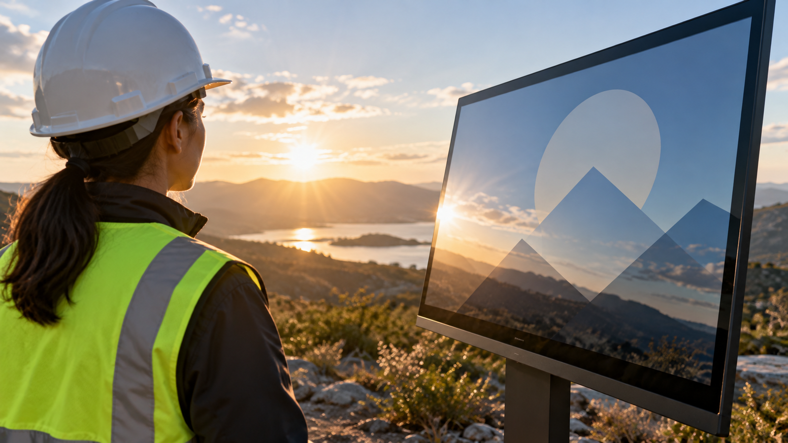 Outdoor viewing An engineer observing a display in daylight