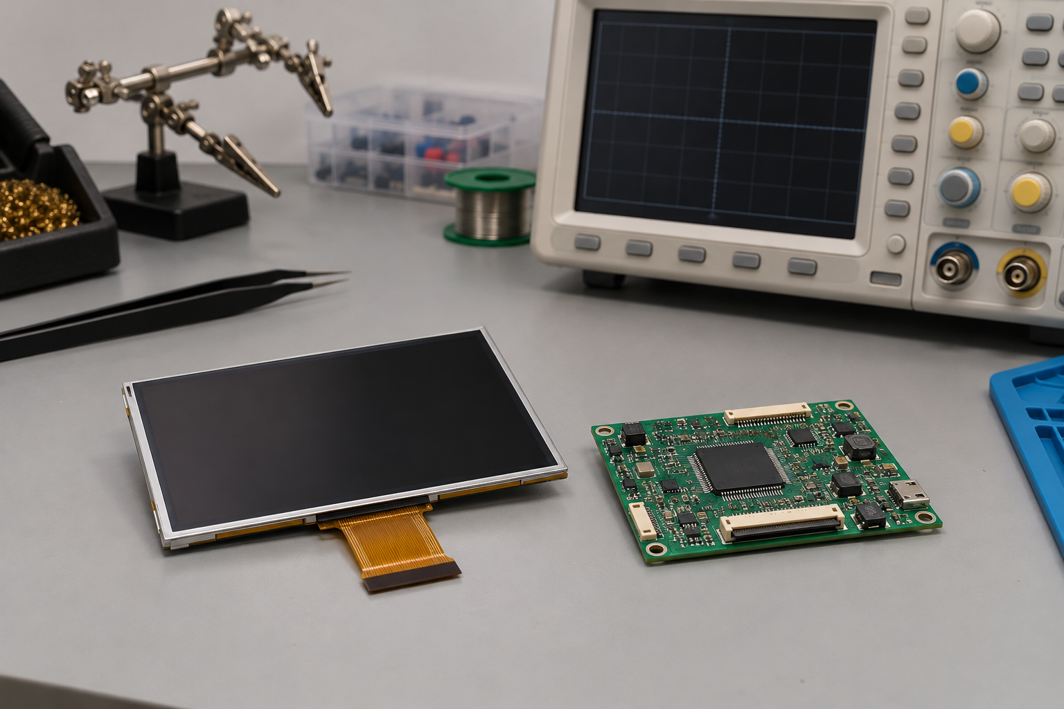 LCD drivers Display module and separate controller board on an electronics workbench